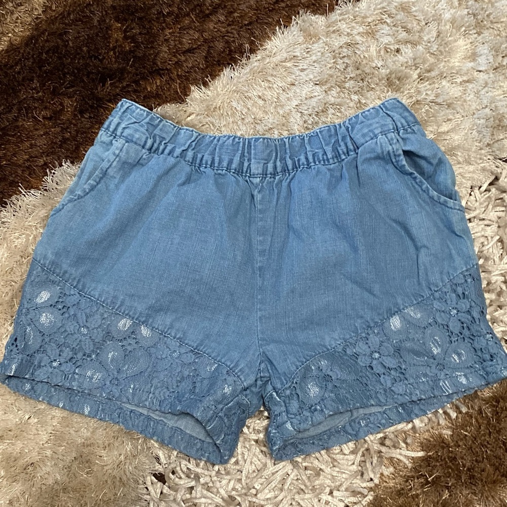 Blue Lace Trim Women's Shorts